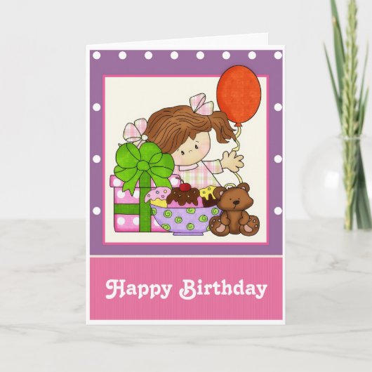 Little Girl Ice Cream Customize Birthday Kaart 1 (Voorkant)