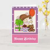 Little Girl Ice Cream Customize Birthday Kaart 1 (Gele Bloem)