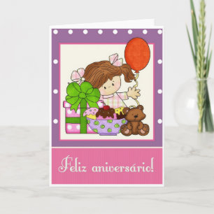 Little Girl Ice Cream Portugal Birthday Kaart 1