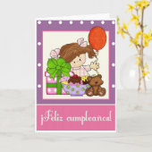 Little Girl Ice Cream Spain Birthday Kaart 1 (Gele Bloem)