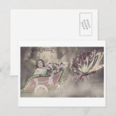 Little Girl in Butterfly Chariot  briefkaart (Voorkant / Achterkant)