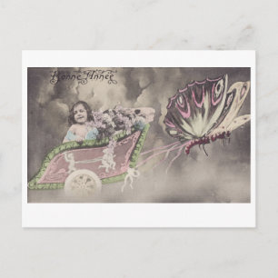 Little Girl in Butterfly Chariot briefkaart