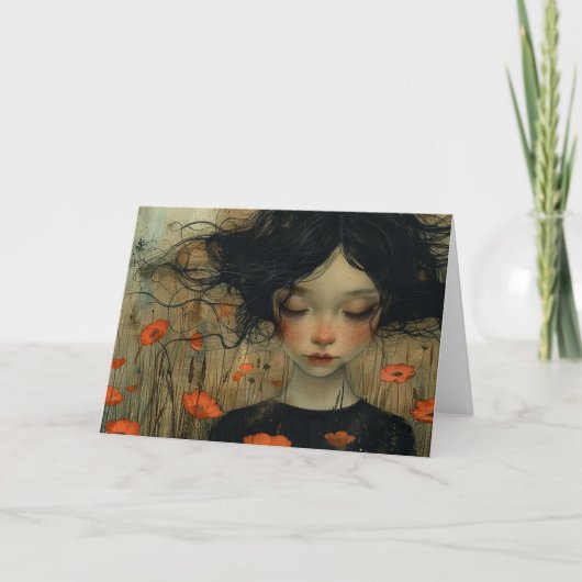 Little Girl in de Bloemen Alle gelegenheden Kaart (Voorkant)