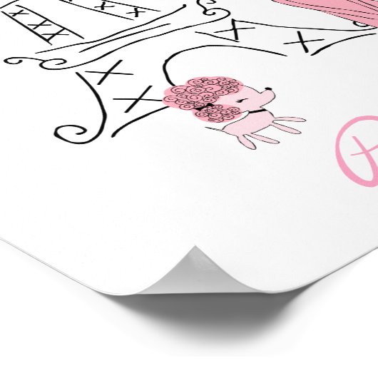 Little Girl in Parijs met Poodle Poster (Hoek)