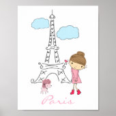 Little Girl in Parijs met Poodle Poster (Voorkant)