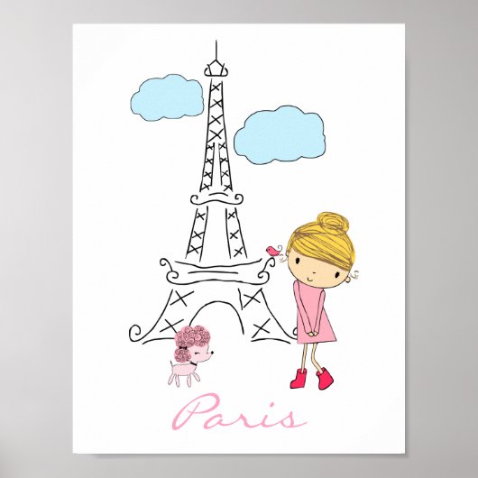 Little Girl in Paris Poster gepersonaliseerd (Voorkant)