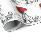 Little Girl In Red Hat Walking Her Dog Cadeaupapier (Rol Hoek)