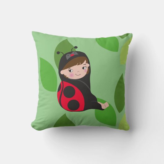 LIttle Girl in Red Ladybug Costume Kussen (Voorkant)