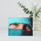 Little Girl in Turquoise Zee Briefkaart (Staand voorkant)