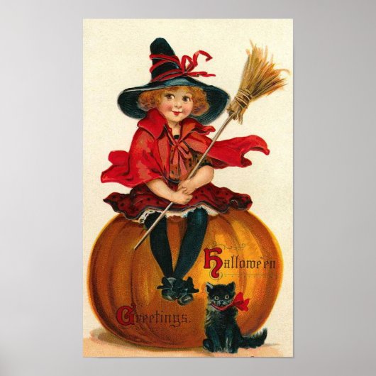 Little Girl in Witch Costume Poster (Voorkant)