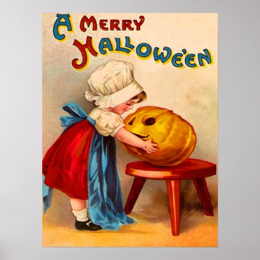Little Girl & Jack O' Lantern Poster (Voorkant)