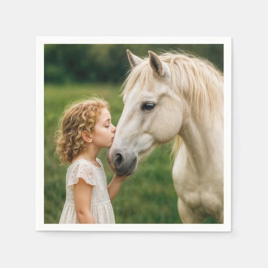 Little Girl Kissing Her Horse Servet (Voorkant)