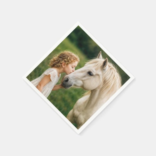 Little Girl Kissing Her Horse Servet (Hoek)