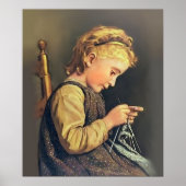 Little Girl Knitting Poster (Voorkant)