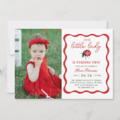 Little Girl Ladybug Birthday Party Foto Kaart (Voorkant)