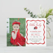 Little Girl Ladybug Birthday Party Foto Kaart (Staand voorkant)