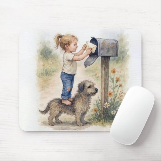 Little Girl Mailing a Letter Muismat (Met muis)