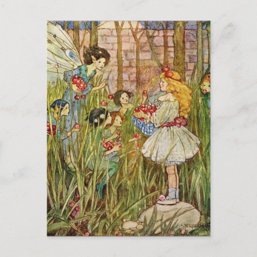  - Little Girl Meets Fairies Briefkaart (Voorkant)