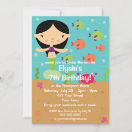  'Little Girl Mermaid Birthday' Kaart