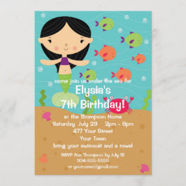 'Little Girl Mermaid Birthday' Kaart