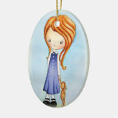 Little Girl met Bunny Plush Friend Ornament (Links)