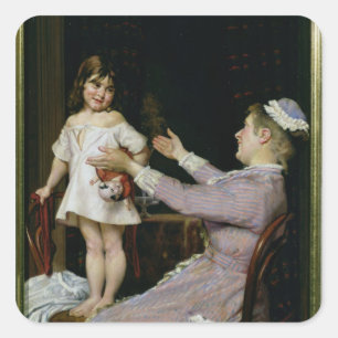 Little Girl met een Doll and Her Nurse, 1896 Vierkante Sticker