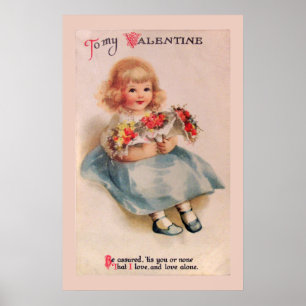 Little Girl met Flowers Poster