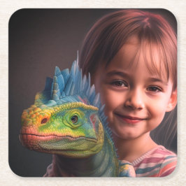 Little Girl met Lizard Kartonnen Onderzetters