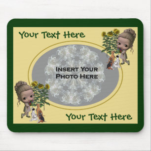 Little Girl met Puppies Foto Muismat