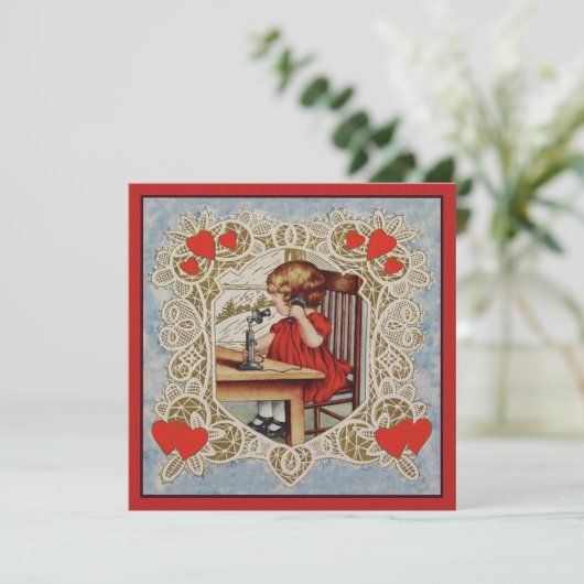 Little Girl met Telephone Invitation (Staand voorkant)