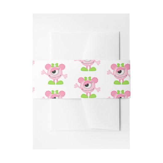 Little Girl Monster-feest Uitnodigingen Wikkel (Voorkant Voorbeeld)