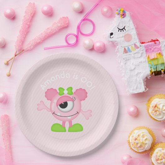 Little Girl Monster op maat Papieren Bordje (Feest)