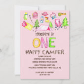 Little Girl One Happy Camper eerste verjaardagsfee Kaart (Voorkant)