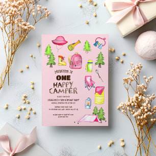 Little Girl One Happy Camper eerste verjaardagsfee Kaart