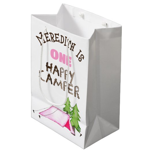 Little Girl One Happy Camper eerste verjaardagsfee Medium Cadeauzakje (Voorkant Gekanteld)
