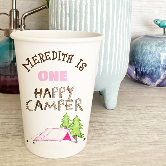 Little Girl One Happy Camper eerste verjaardagsfee Papieren Bekers