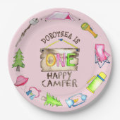 Little Girl One Happy Camper eerste verjaardagsfee Papieren Bordje (Voorkant)