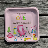 Little Girl One Happy Camper eerste verjaardagsfee Papieren Bordje