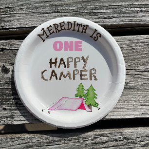 Little Girl One Happy Camper eerste verjaardagsfee Papieren Bordje