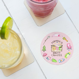 Little Girl One Happy Camper eerste verjaardagsfee Ronde Kartonnen Onderzetter