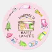 Little Girl One Happy Camper eerste verjaardagsfee Ronde Sticker (Voorkant)