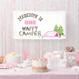 Little Girl One Happy Camper eerste verjaardagsfee Spandoek