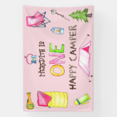 Little Girl One Happy Camper eerste verjaardagsfee Spandoek (Verticaal)
