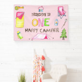 Little Girl One Happy Camper eerste verjaardagsfee Spandoek (Insitu)