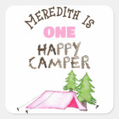 Little Girl One Happy Camper eerste verjaardagsfee Vierkante Sticker (Voorkant)