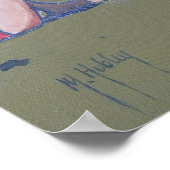 Little Girl op Beach Spelling in Sand Poster (Hoek)