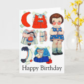 Little Girl Paper Doll Kaart (Gele Bloem)
