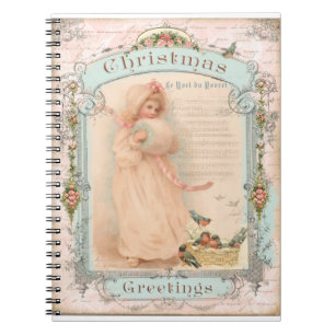 Little Girl Pastel Christimas Style Pink Notitieboek