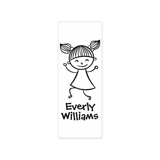 Little Girl Personalized Rubber Stamp Rubberstempel (Afrduk)