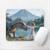 Little Girl Petting a Dinosaur Muismat (Met muis)